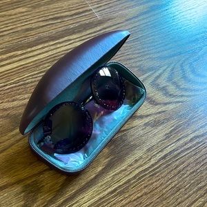 NEW Brian Atwood Round Frame Purple Sunglasses in case rhinestones